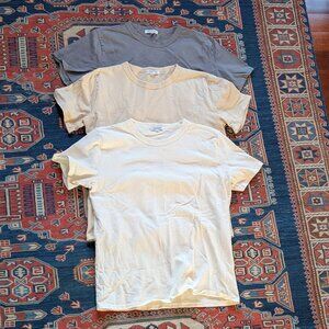 Gustin t-shirts, 3 pack, gray, cream, off-white, sz Sm